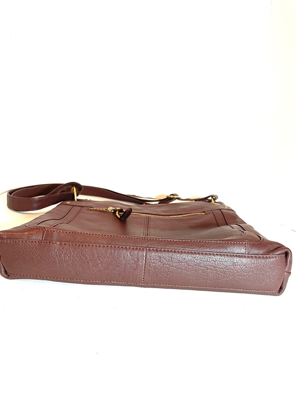 Great American Leather Works Brown 100% Genuine Leather Crossbody Shoulder Bag - Picture 6 of 13
